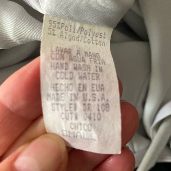 Classy strappy cocktail dress.  Light grey. Sz Sm. - Picture 4 of 5